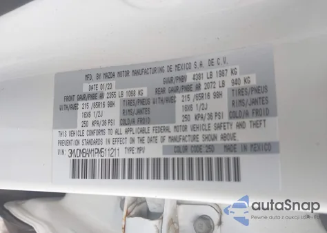 2023 Mazda Cx-30 2.5 S из США, поврежденный, VIN 3MVDMBAM1PM511211